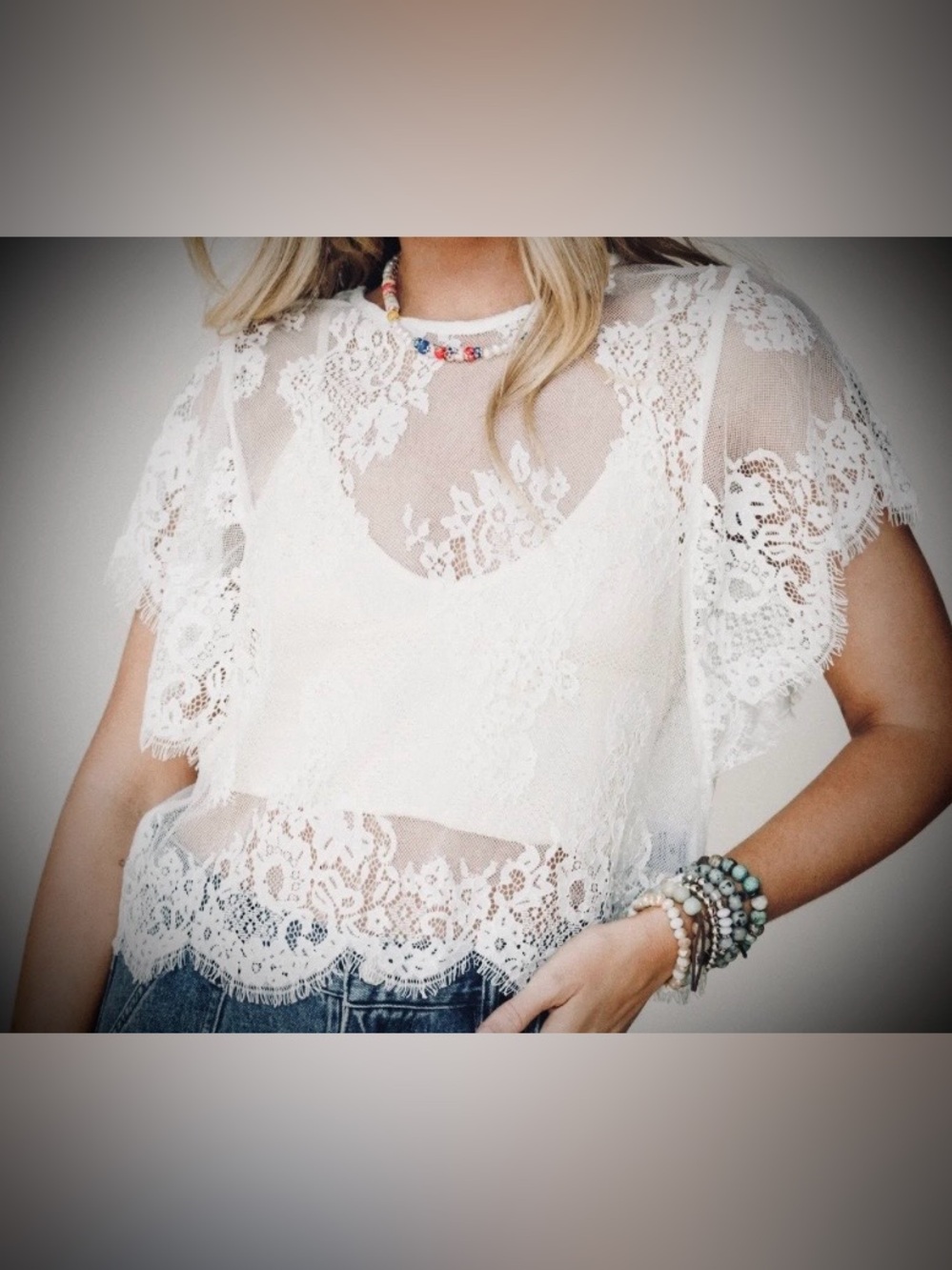 NWOT!! Free People Lunar Ash Lace Top